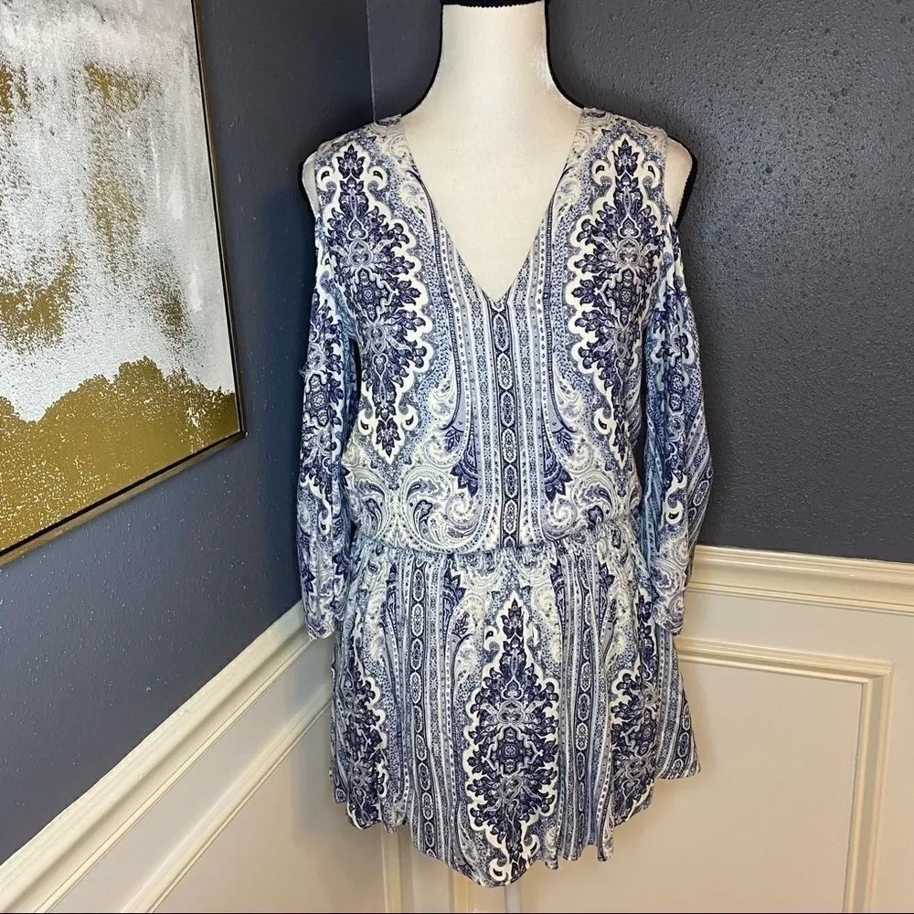 Alice + Olivia Jolene Cold Shoulder Smocked Dress